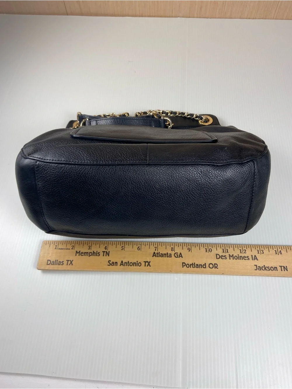 Tory Burch Black Pebbled Leather Convertible Gold Chain Shoulder Bag